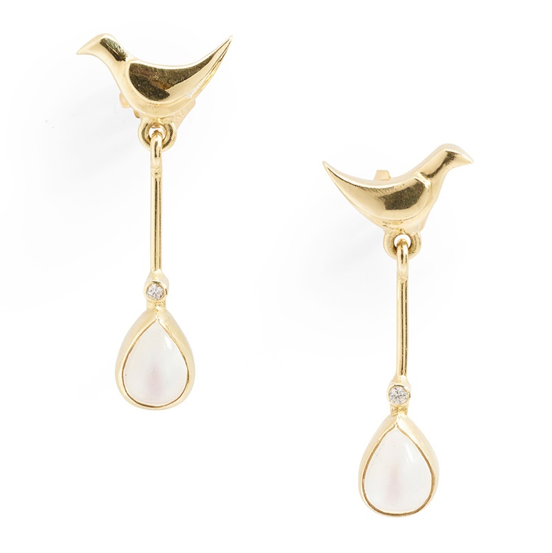 A pair of moonstone earrings, by Graham Stewart